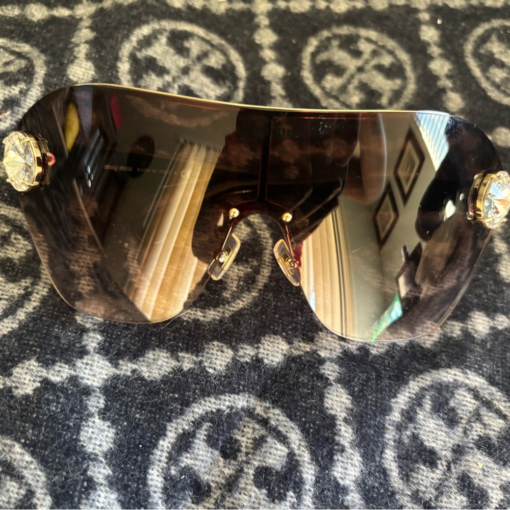 Miu Miu Gold and Brown Sunglasses
